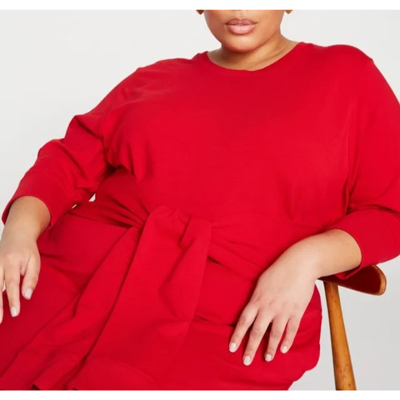 Universal Standard Misa Tie Sweatshirt Dress Red Peruvian Cotton Plus Size 26 28 - Picture 3 of 9